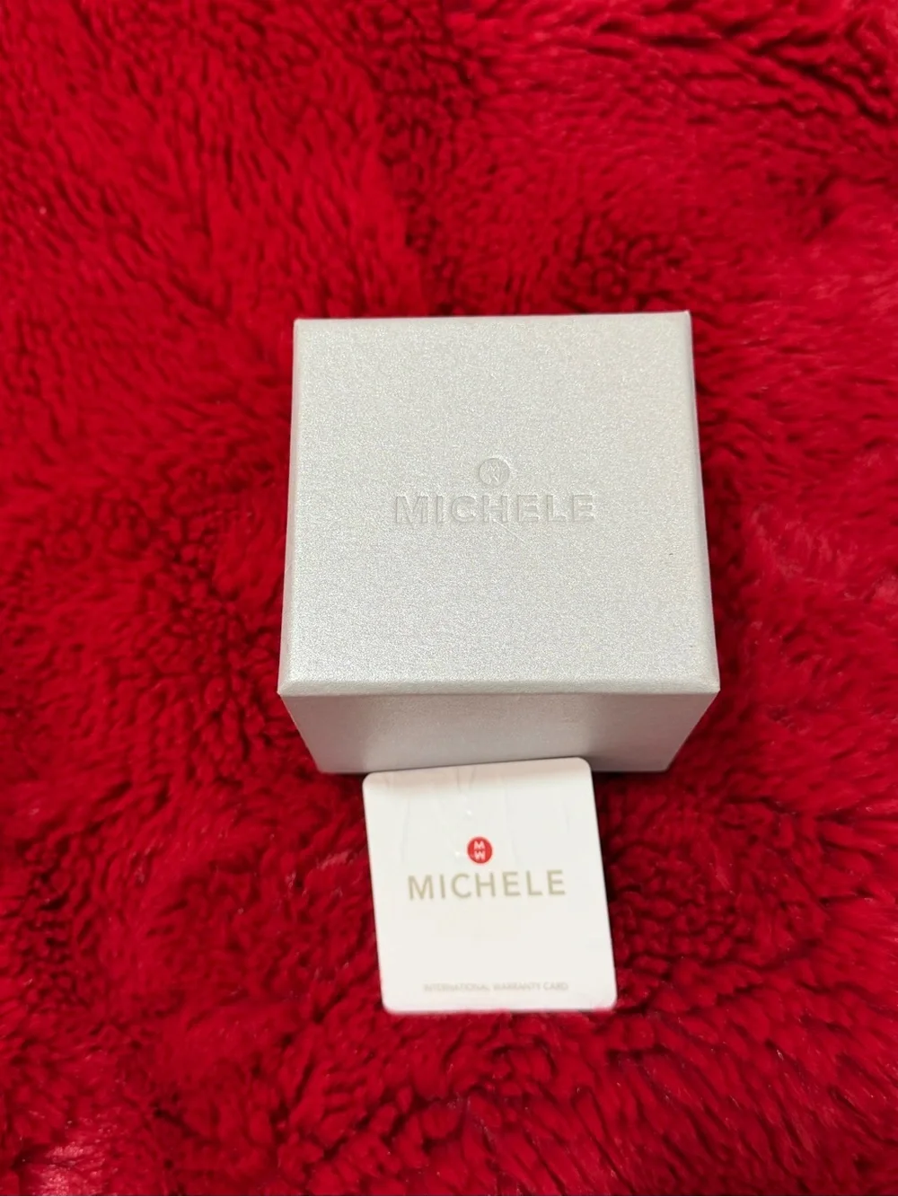 Michele White Leather Strap Silver-Tone Dial Ladies Watch